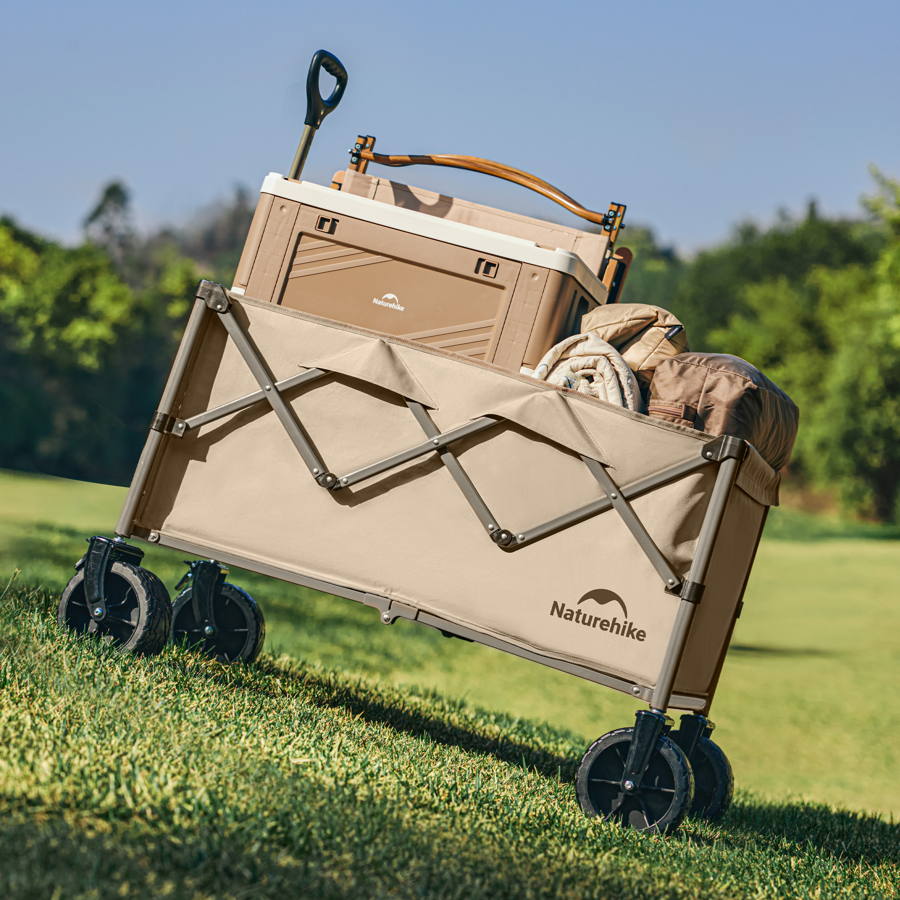 Naturehike velkokapacitní skládací vozík Plus L 10 kg - krémový